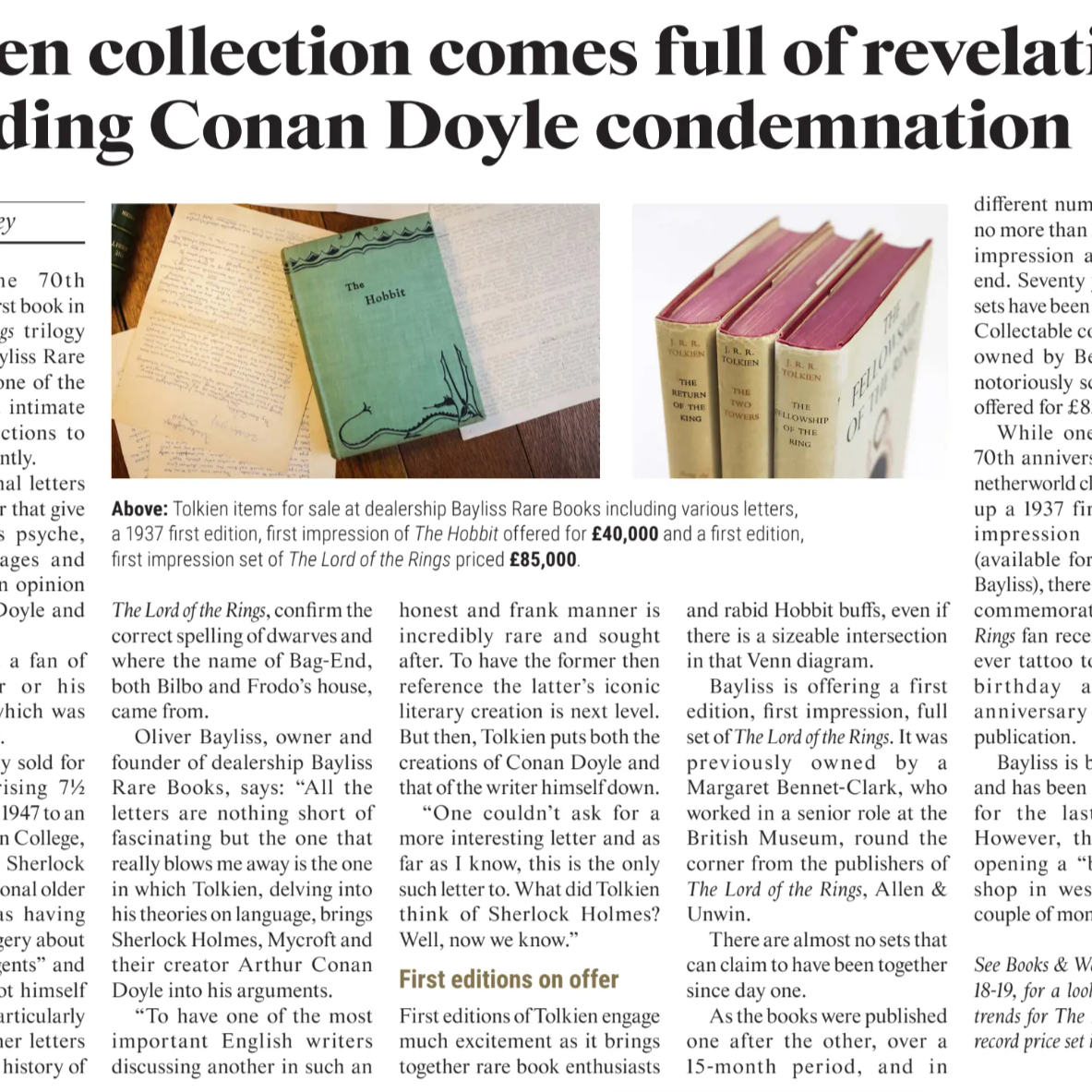 Antiques Trade Gazette: JRR Tolkien letter taking a swipe at Conan Doyle sells for £20,000