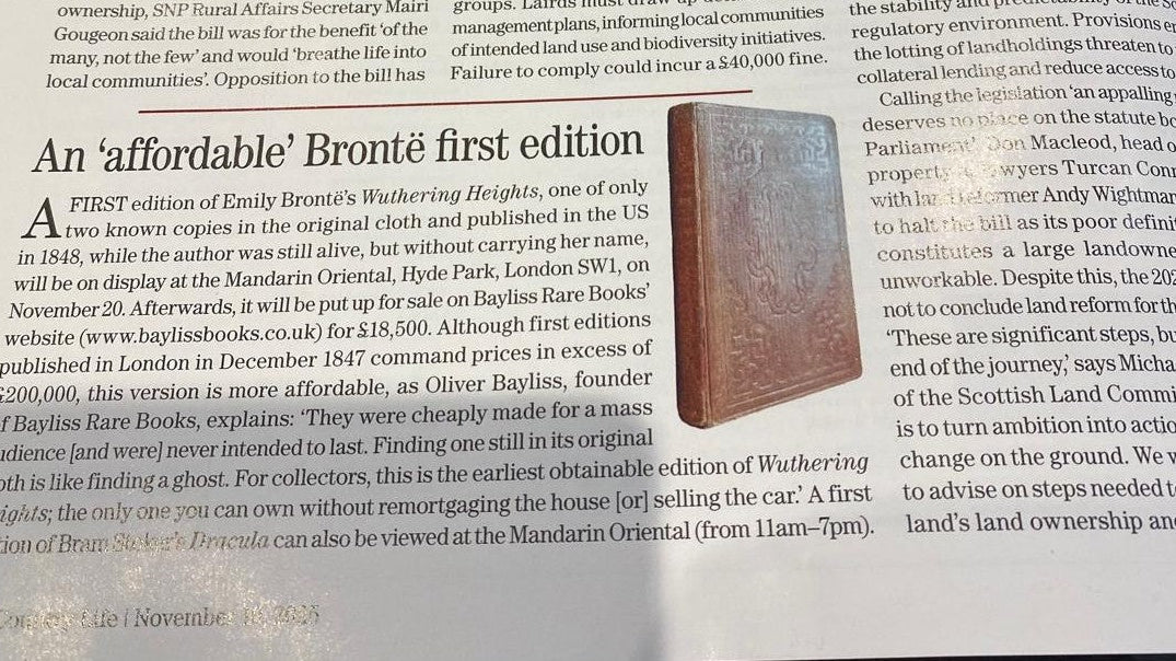 Country Life: Wuthering Heights first edition