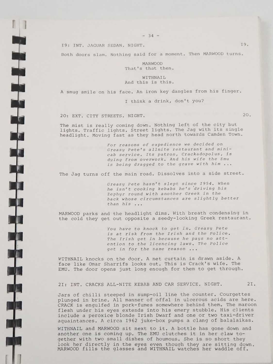 Withnail and I | 1986, original first draft film script, signed by Bru ...